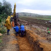 Test emplacement of a trench filling